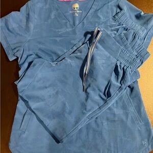 Healing Hands Vibrant Blue Scrub Set